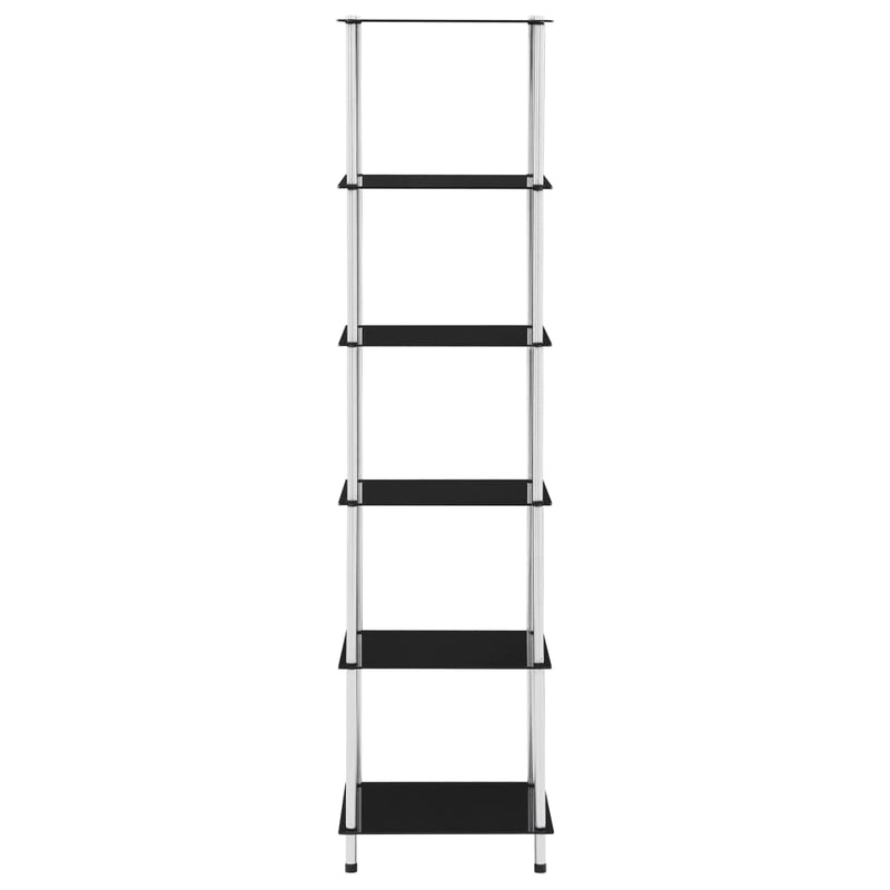 6-Tier Shelf Black 40x40x160 cm Tempered Glass