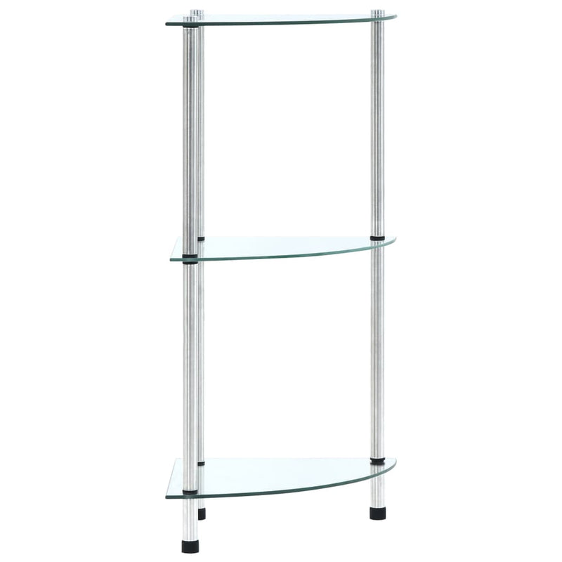 3-Tier Shelf Transparent 30x30x67 cm Tempered Glass