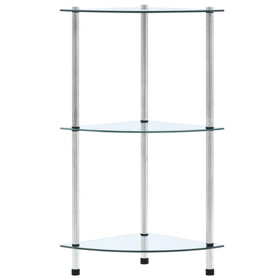 3-Tier Shelf Transparent 30x30x67 cm Tempered Glass