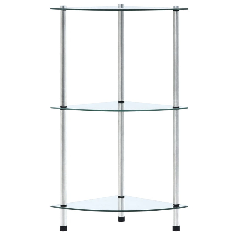 3-Tier Shelf Transparent 30x30x67 cm Tempered Glass