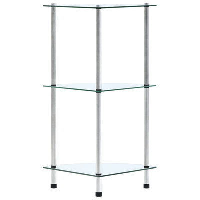 3-Tier Shelf Transparent 30x30x67 cm Tempered Glass