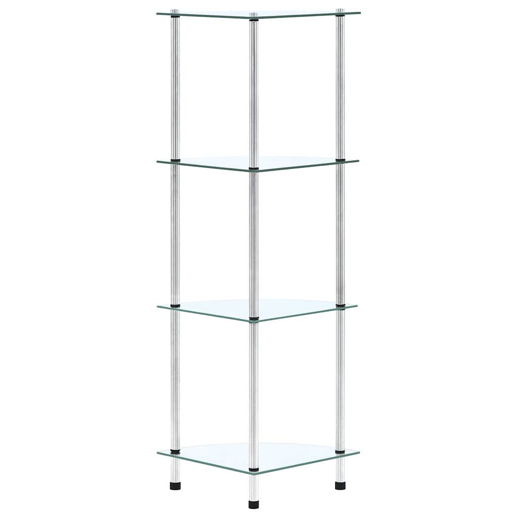 vidaXL Shelf | Transparent | Tempered Glass and Stainless Steel | 30x30x100 cm 2