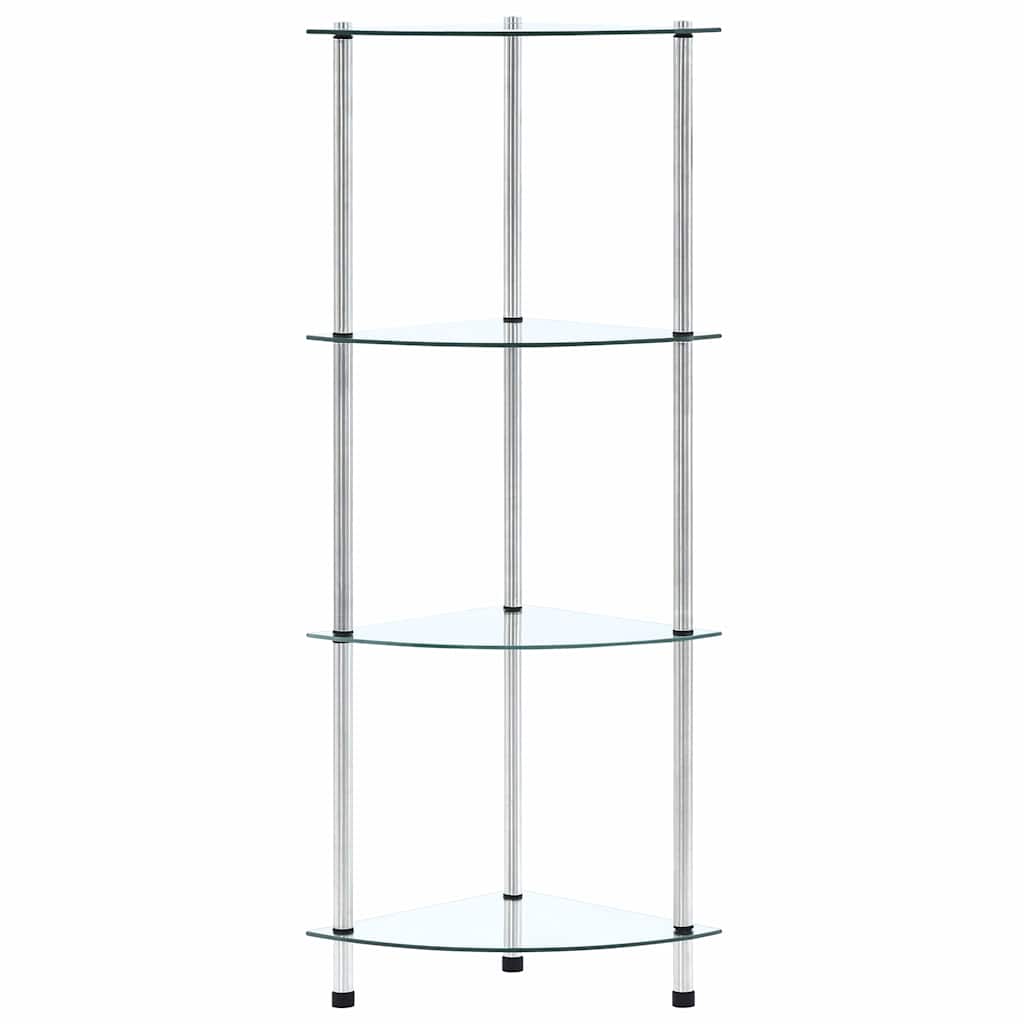 vidaXL Shelf | Transparent | Tempered Glass and Stainless Steel | 30x30x100 cm 3