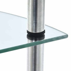 vidaXL Shelf | Transparent | Tempered Glass and Stainless Steel | 30x30x100 cm 4