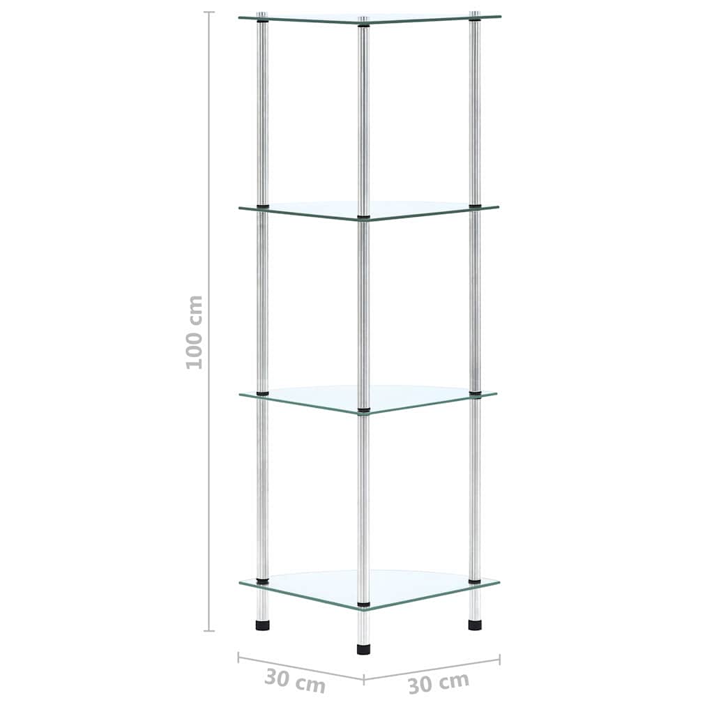 vidaXL Shelf | Transparent | Tempered Glass and Stainless Steel | 30x30x100 cm 6