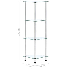 vidaXL Shelf | Transparent | Tempered Glass and Stainless Steel | 30x30x100 cm 6