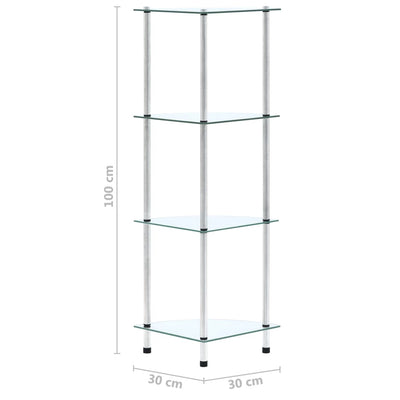 4-Tier Shelf Transparent 30x30x100 cm Tempered Glass