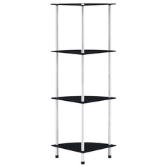 vidaXL Shelf | Black | Tempered glass, Stainless steel | 30x30x100 cm | Shelf 1