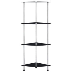 vidaXL Shelf | Black | Tempered glass, Stainless steel | 30x30x100 cm | Shelf 2