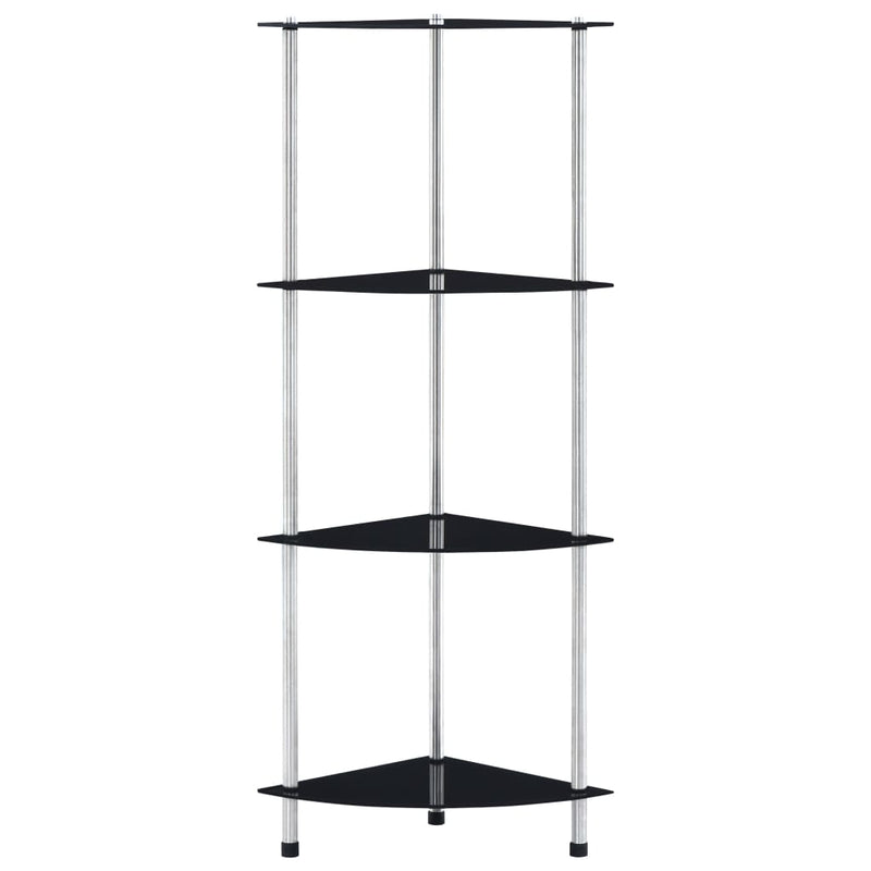 4-Tier Shelf Black 30x30x100 cm Tempered Glass