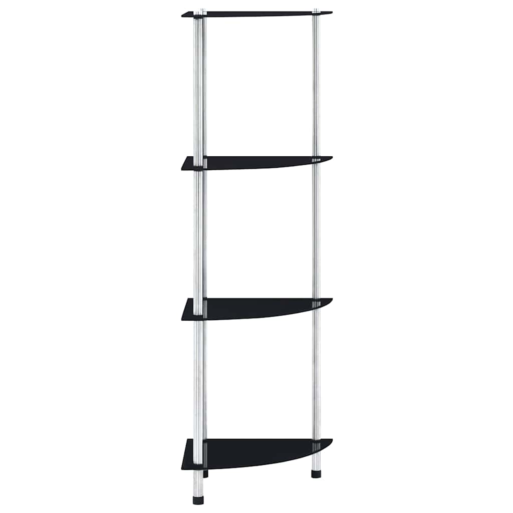vidaXL Shelf | Black | Tempered glass, Stainless steel | 30x30x100 cm | Shelf 3