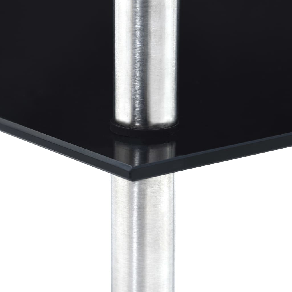 vidaXL Shelf | Black | Tempered glass, Stainless steel | 30x30x100 cm | Shelf 4