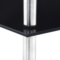 vidaXL Shelf | Black | Tempered glass, Stainless steel | 30x30x100 cm | Shelf 4