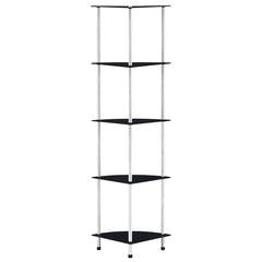 vidaXL 5-Tier Shelf Black 30x30x130 cm Tempered Glass 1