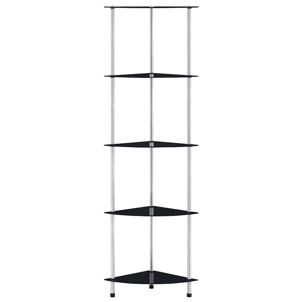 vidaXL 5-Tier Shelf Black 30x30x130 cm Tempered Glass 2