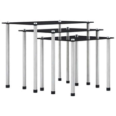 Nesting Tables 3 pcs Tempered Glass in Black