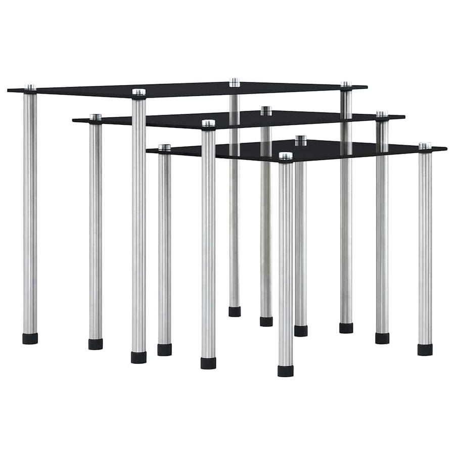249527 vidaXL Nesting Tables 3 pcs Black Tempered Glass 1