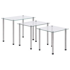 vidaXL Nesting Table | Set of 3 | Transparent | Tempered glass, stainless steel 1