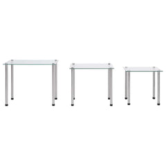 vidaXL Nesting Table | Set of 3 | Transparent | Tempered glass, stainless steel 2