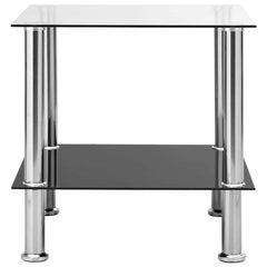 vidaXL Side Table | Transparent | Tempered Glass, Stainless Steel | Compact 5