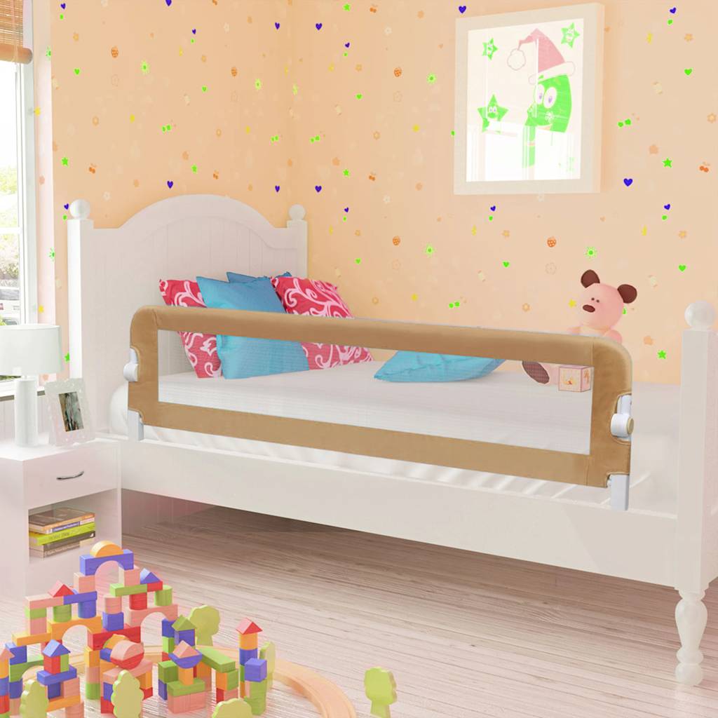vidaXL Toddler Safety Bed Rail Taupe 150x42 cm Polyester 1