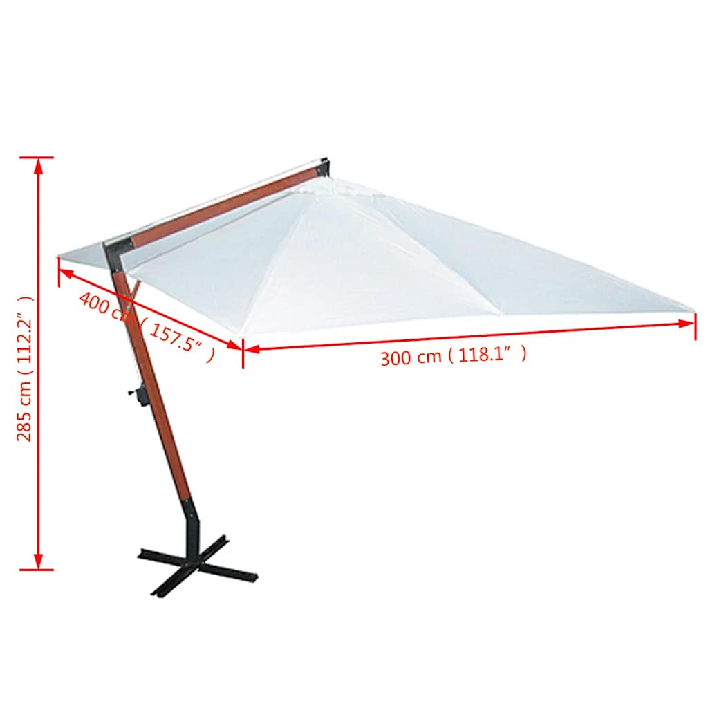 vidaXL Garden Parasol 300 x 400 cm White 6