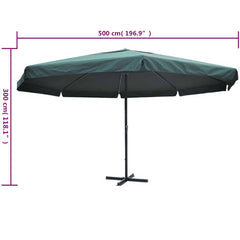 vidaXL Garden Parasol Green Aluminium 500 cm 5