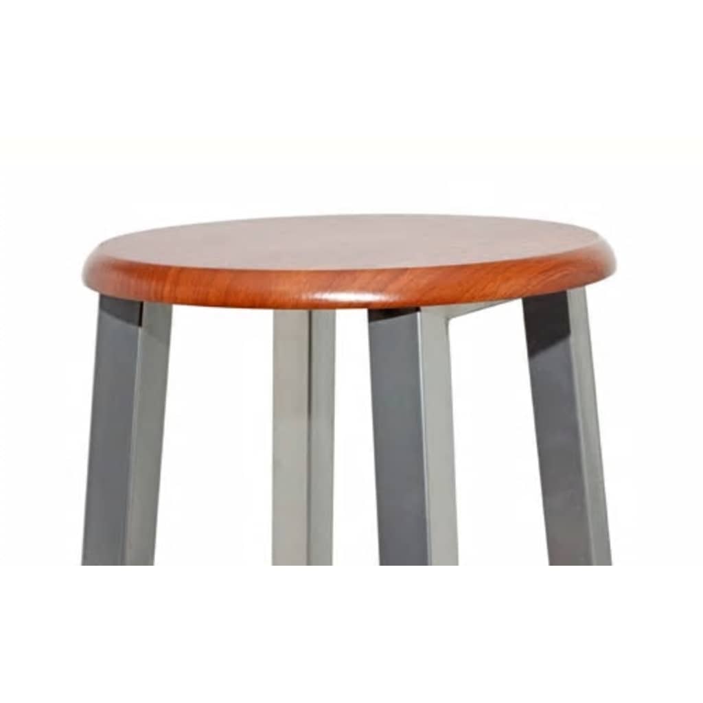 vidaXL Bar Stool | Set of 2 | Brown and Silver | Steel Frame with MDF Seat 3