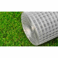vidaXL Mesh Fence Galvanised Steel Square 1x25 m Silver 3