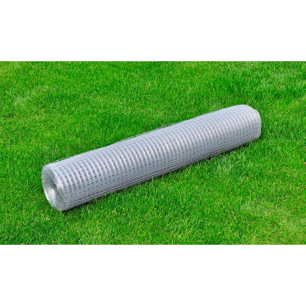 vidaXL Mesh Fence Galvanised Steel Square 1x25 m Silver 1