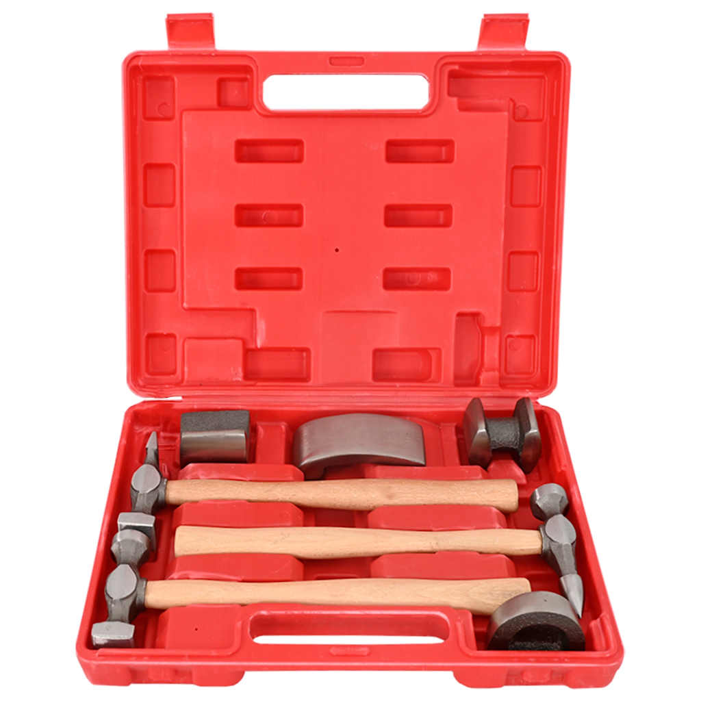140159 vidaXL 7-Piece Auto Body Hammer and Dolly Dent Repair Set 4