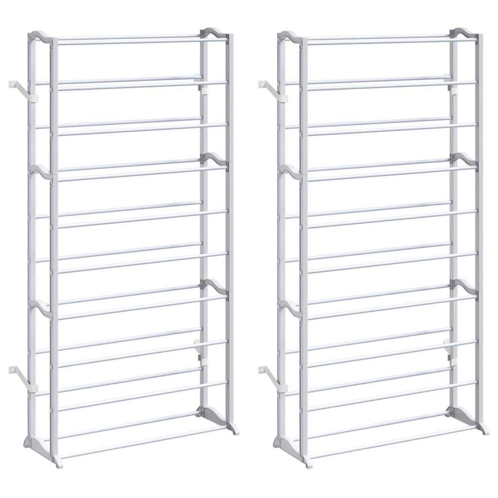 vidaXL Shoe Rack | Set of 2 | White | Plastic with metal struts | Compact 2