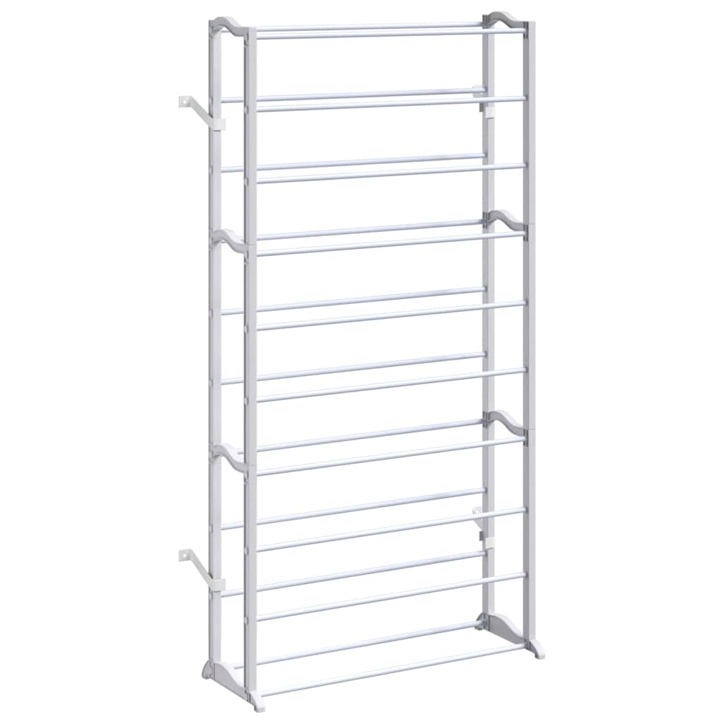 vidaXL Shoe Rack | Set of 2 | White | Plastic with metal struts | Compact 4