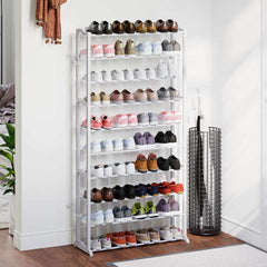 vidaXL Shoe Rack | Set of 2 | White | Plastic with metal struts | Compact 1