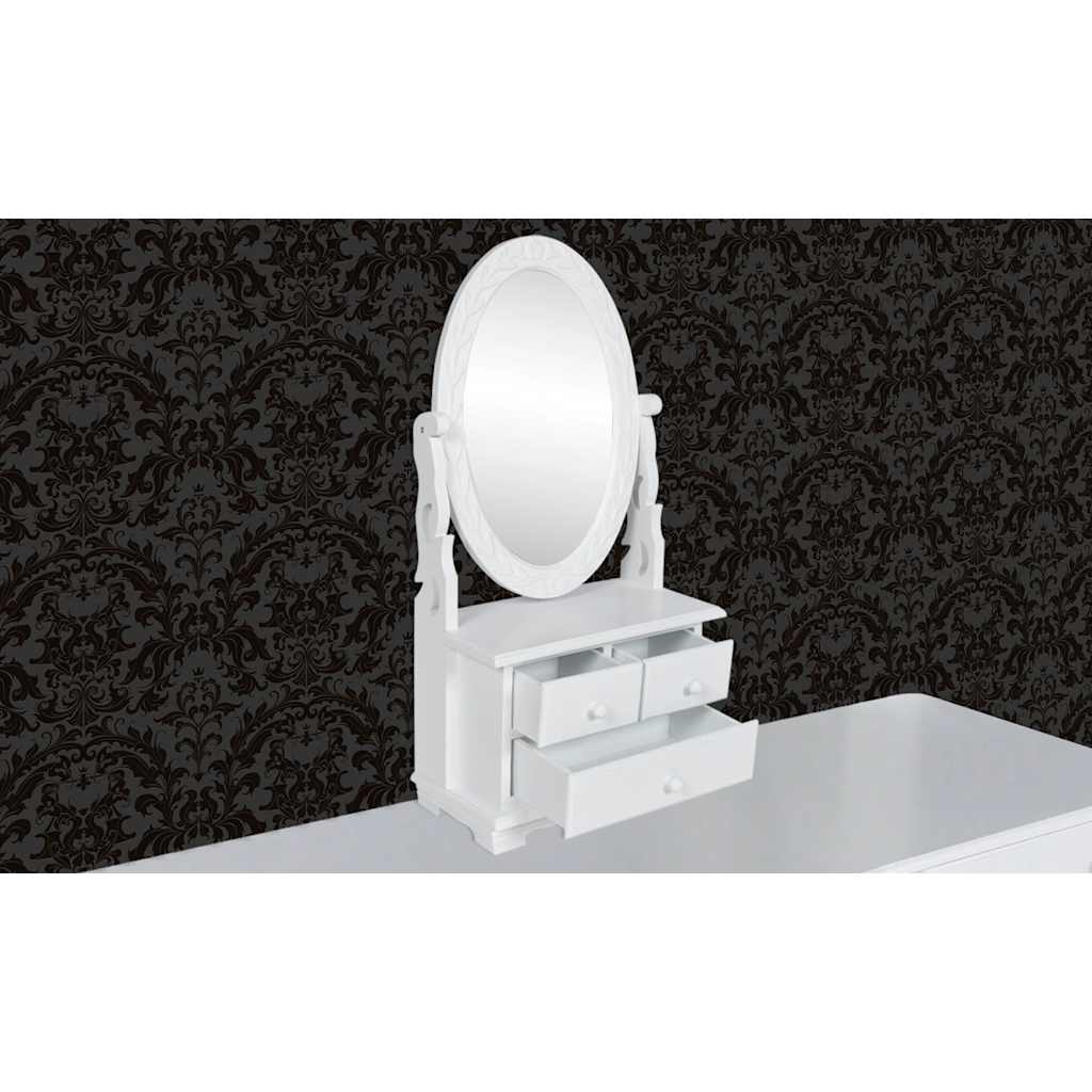 vidaXL Vanity Makeup Table with Oval Swing Mirror MDF 1