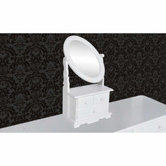 vidaXL Vanity Makeup Table with Oval Swing Mirror MDF 3