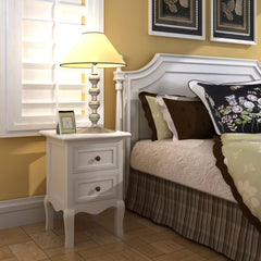 vidaXL Nightstand with 2 Drawers MDF White 2