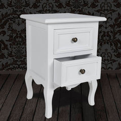 vidaXL Nightstand with 2 Drawers MDF White 3