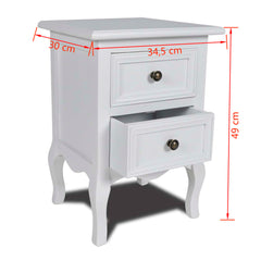 vidaXL Nightstand with 2 Drawers MDF White 6
