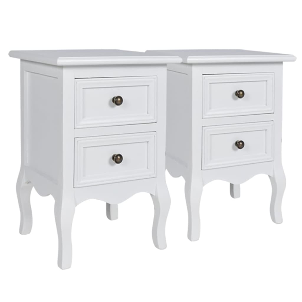 vidaXL Nightstands 2 pcs with 2 Drawers MDF White 2