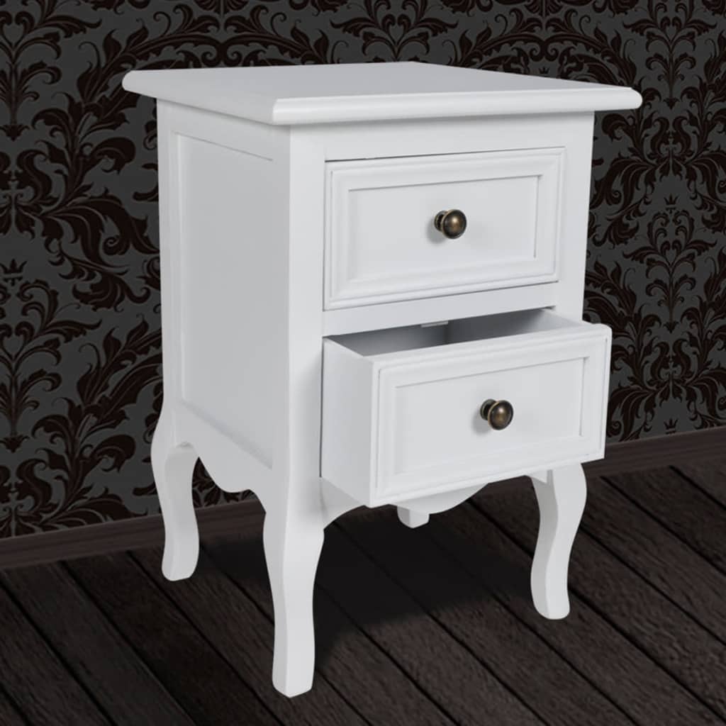 vidaXL Nightstands 2 pcs with 2 Drawers MDF White 5