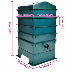vidaXL 4-Tray Worm Factory 42x42x60 cm 4