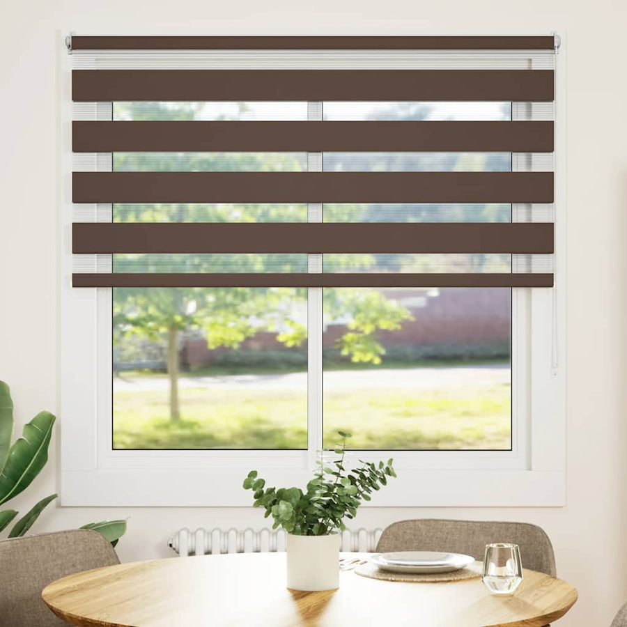 vidaXL Zebra blind 120,9x175 cm Fabric Width 116,7 cm coffee 1