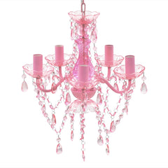 vidaXL Crystal Light 5 Bulbs Pink 1