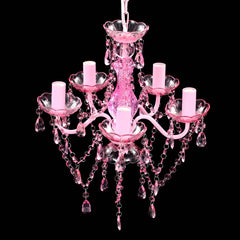vidaXL Crystal Light 5 Bulbs Pink 4