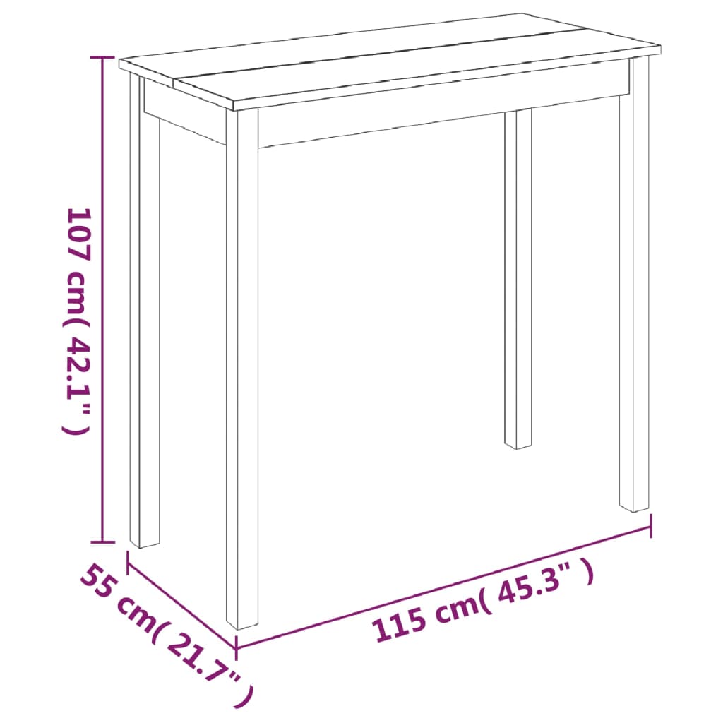 vidaXL Bar Table MDF Black 115x55x107 cm 6