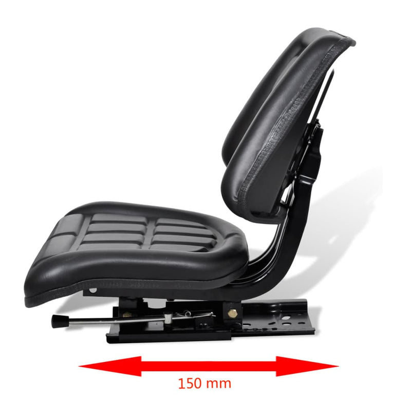 Tractor Seat with Backrest Black