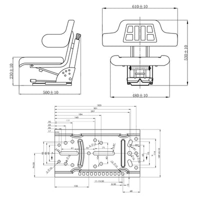 Tractor Seat with Suspension Black