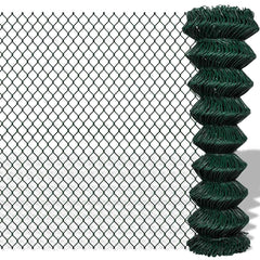 vidaXL Chain Link Fence Steel 1,5x15 m Green 1