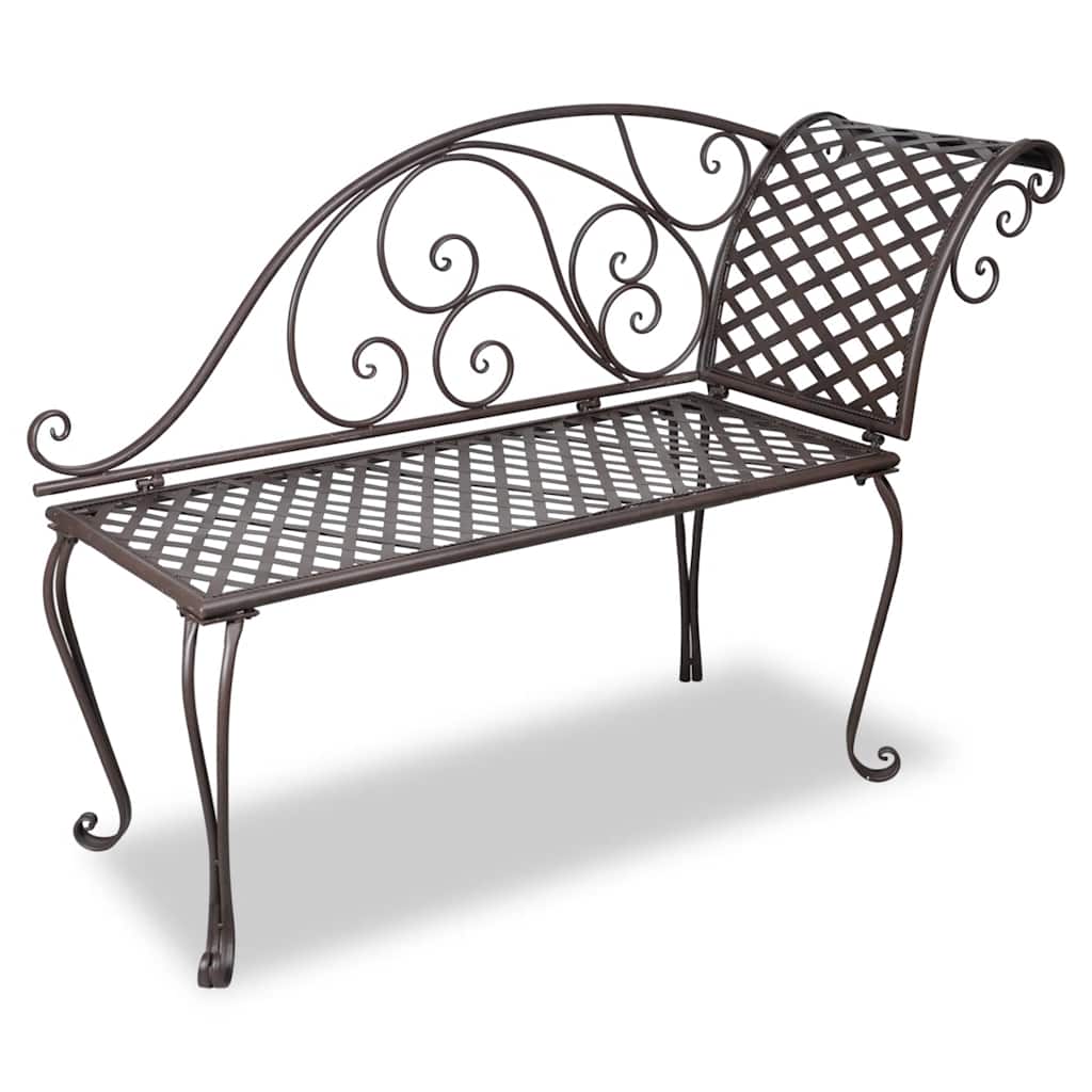 vidaXL Garden Chaise Lounge 128 cm Steel Antique Brown 1